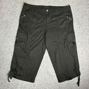 Style & Co Womens Size 16 W40 L20 Black Cargo Capri Pants Utility Embroidered